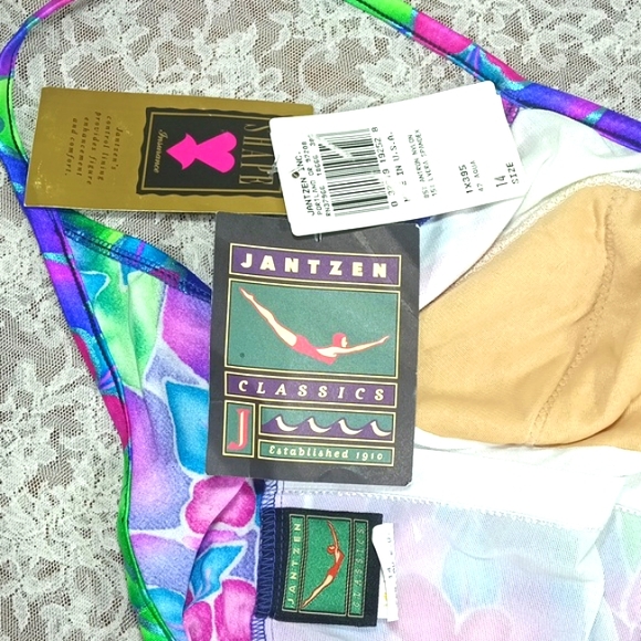 NWT Jantzen Botanical Beauty Lingerie One Piece Floral Print Swim Wear Size 14 - Picture 15 of 17